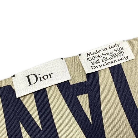 DIOR/ChristianDior - Gray Beige Navy Light Blue Scarf 172-072225 - Picture 4 of 4